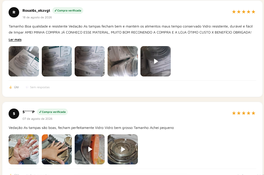 Importe avaliações com fotos e vídeos